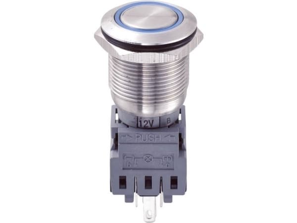 TRU COMPONENTS LAS1-BGQ-11ZE/B/12V Hårddragna tryckknappar 250 V/AC 5 A 1 x Av/på klickande Blå IP67 1 st