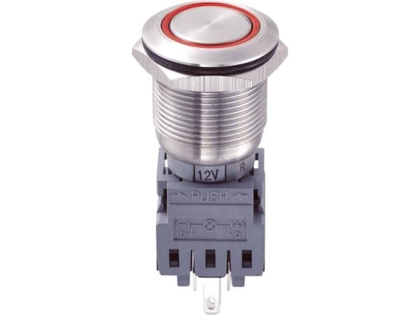 TRU COMPONENTS LAS1-BGQ-11ZE/R/12V Hårddragna tryckknappar 250 V/AC 5 A 1 x av/på klickande röd IP67 1 st