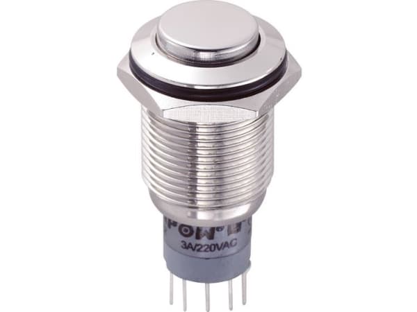 TRU COMPONENTS LAS2GQH-22/N/P Kiinteä painike 250 V/AC 3 A 2 x On/(On) Kosketus 1 kpl