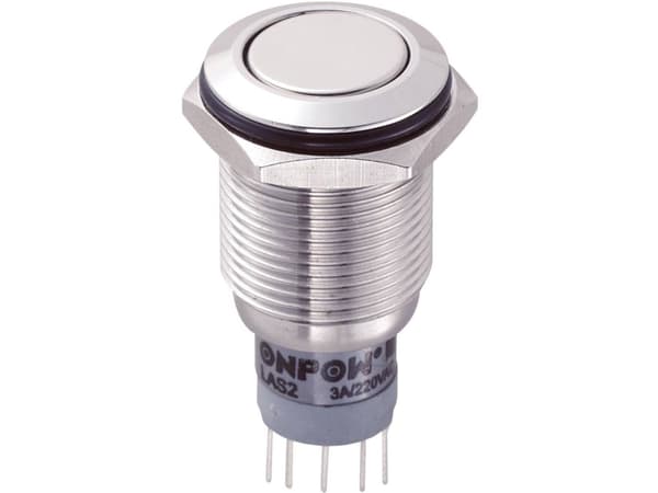 TRU COMPONENTS LAS2GQF-22Z/S/P Kestävä painonappi 250 V/AC 3 A 2 x On/On IP67 Napsautus 1 kpl
