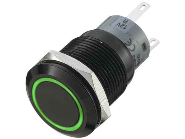 Tru Components Las1-Agq-11e/G Vandal-Resistant Push Button 250 V/Ac 5 A 1x Off/On Momentary Green Ø Xl 22 Mm X 37