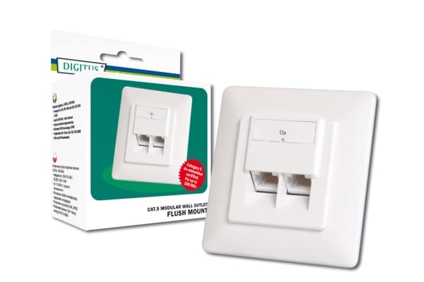 DIGITUS DN-9001-N - Strömuttag - väggmontering - CAT 5e - STP - RJ-45 X 2 - RAL 9010