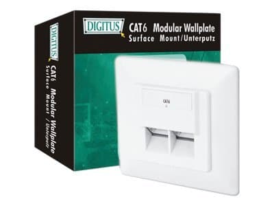 DIGITUS DN-9005-N - Uttag för nedsänkt montering - väggmontering - CAT 6 - STP - RJ-45 X 2 - RAL 9010 Vit