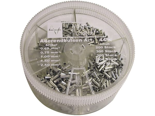 Vogt Verbindungstechnik 625388 Kabelsko-sortiment 0.5 mm², 0.75 mm², 1 mm², 1.5 mm², 2.5 mm² Uisoleret Metal 500 stk