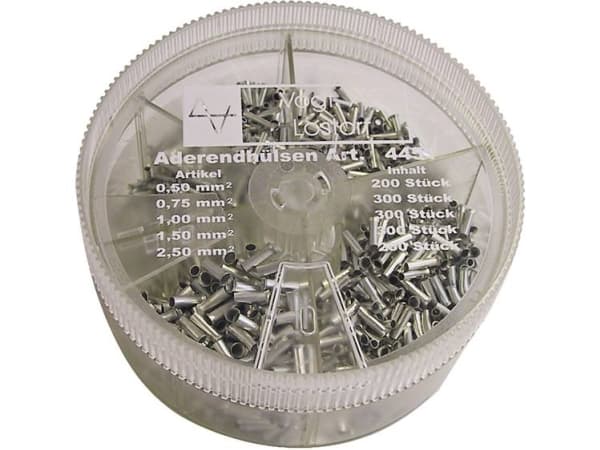 Vogt Verbindungstechnik 625388 Kabelsko-sortiment 0.5 mm², 0.75 mm², 1 mm², 1.5 mm², 2.5 mm² Uisoleret Metal 500 stk