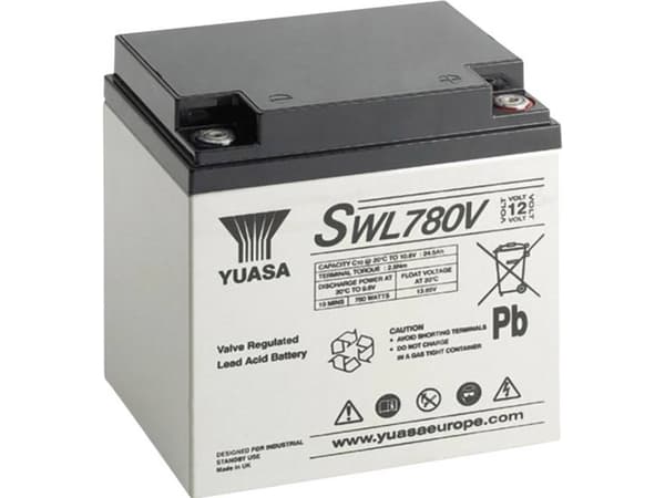 Yuasa SWL780V SWL780V Lyijyakku 12 V 28,8 Ah Lyijyakku (B x K x S) 166 x 175 x 125 mm M5-ruuviliitäntä Helppo huoltaa, vähäinen itsepurkautuminen