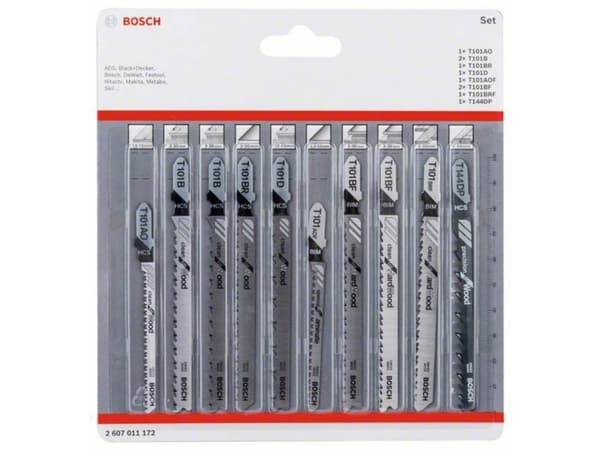 Bosch - Bladsett for stikksag - for tre, løvtre - 10 deler - T-skaft