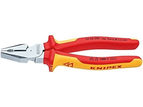 Knipex 02 06 200, Lineman-tång, 2,5 cm, Stål, Plast, Orange, Röd, 200 mm