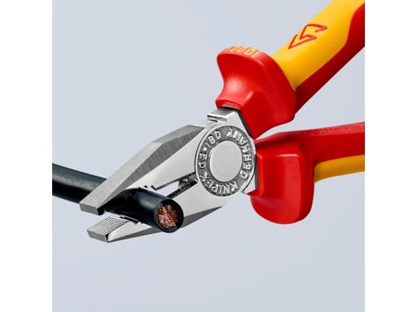 Knipex KP-0306180, Kombinasjonstang, Beskyttelse mot elektrostatisk utladning (ESD), Kromvanadiumstål, Plast, Rød, Gult, 1000 V