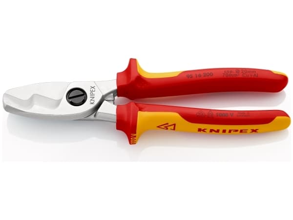 Knipex 95 16 200, Kaapelileikkuri, Punainen, Keltainen, Kromi, 2 cm, VDE, 200 mm