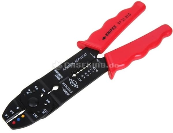 Knipex 97 21 215, Crimpverktyg, Stål, Plast, Blå, Röd, 230 mm, 224 g
