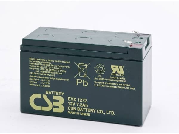 CSB Battery EVX 1272 EVX1272F2 Blybatteri 12 V 7.2 Ah Blyfleece (B x H x T) 151 x 99 x 65 mm Fladstik 6,35 mm Cyklusstabilt, Vedligeholdelsesfri, Lav
