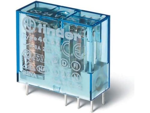 FINDER PCB relä 8A, 2CO, 230VAC spole. 5mm. benavstånd. kontaktmaterial. AgNi