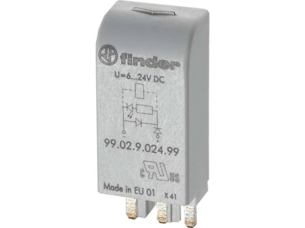 Finder Pistokemoduuli LED:llä, Vapaasti pyörivällä diodilla 99.02.9.060.99 Valon väri: Vihreä Sopii seuraaviin malleihin: Finder 90.02, Finder 90.03,