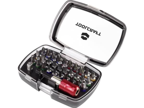 TOOLCRAFT 1613599 Bittipaketti 32-osainen Keyway, Phillips-ruuvimeisseli, Pozidriv-ruuvimeisseli, Unbrako, T-profiili reiällä, T-profiili
