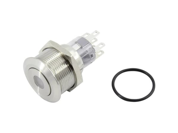 TRU COMPONENTS 1602495 TC-GQ22-A-22D/B/12V/S203 Trykknap 250 V 5 A 2 x Off/(On) Tastende Blå IP65 1 stk
