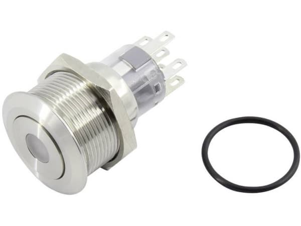 TRU COMPONENTS 1602495 TC-GQ22-A-22D/B/12V/S203 Trykknap 250 V 5 A 2 x Off/(On) Tastende Blå IP65 1 stk