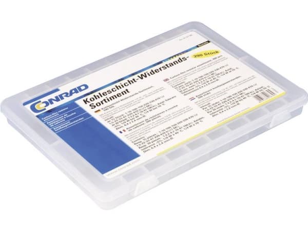 TRU COMPONENTS 418706 Kolbeläggningsmotståndssortiment med axialtråd 5 % 390 delar