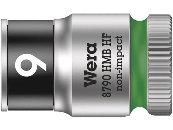 Wera 05003743001, Stikkontakt, 3/8", Metrisk, 1 hoder, 9 mm, Kromvanadiumstål
