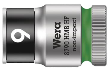 Wera 05003743001, Stikkontakt, 3/8", Metrisk, 1 hoder, 9 mm, Kromvanadiumstål