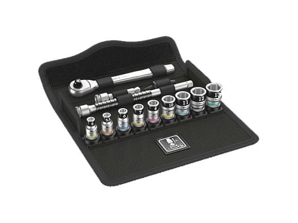 Wera 8100 SA 12 HF, Pistorasiasarja, Musta, Kromi, Monivärinen, Hylsyavaimen kahva, 1 kpl, 1/4", 5,5.5,6,7,8,10,11,12,13 mm