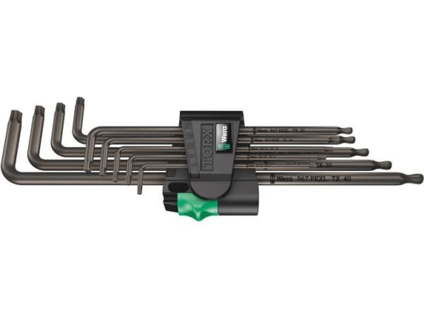 Wera 05024460001, L-torx-nøkkel, T10, T15, T20, T25, T27, T30, T40, T8, T9, Sort, Stål, Plast, CE