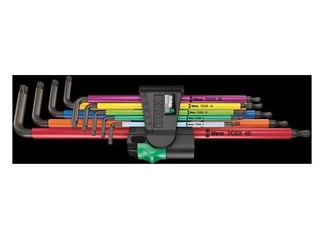 Wera 05024480001, L-torx-avain, T10,T15,T20,T25,T27,T30,T40,T8,T9, Monivärinen, 9 kpl