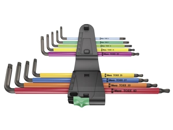 Wera 05024480001, L-torx-avain, T10,T15,T20,T25,T27,T30,T40,T8,T9, Monivärinen, 9 kpl