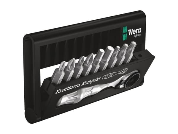 Wera Bit-Check 10 Zyklop Mini 1 - Skralleskrutrekker med bitsett - 10 deler - 65 N·m