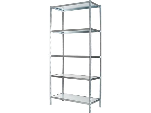 RAACO Værkstedsreol med 5 hylder - dybde 31 cm samt 8 stk stopler 1000 mm