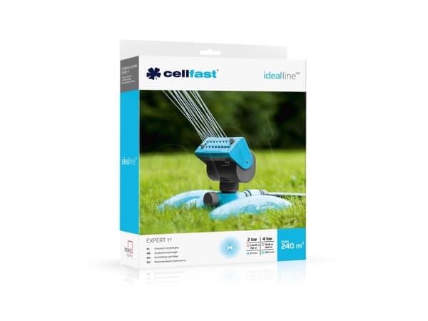 CELLFAST 52-067, Oscillerande vattenspridare, 250 m², 6 Bar, Blå, Grå