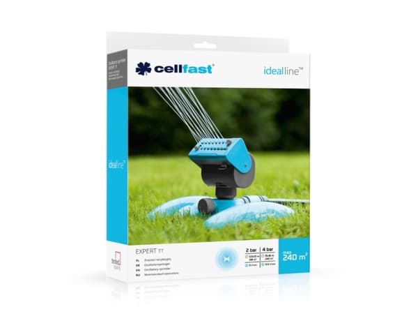 CELLFAST 52-067, Oscillerande vattenspridare, 250 m², 6 Bar, Blå, Grå