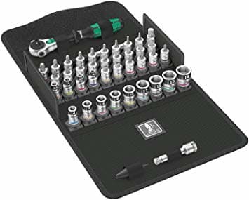Wera 8100 SA All-in, Hylsnyckeluppsättning, 42 styck, Svart, Krom, Grön, Handtag till hylsnyckel, 1 styck, 1/4"