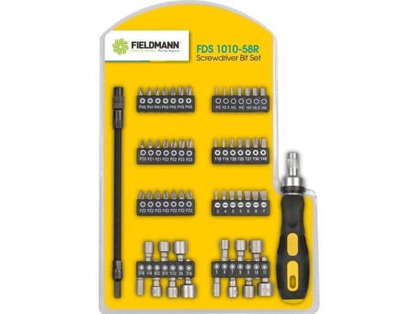 Fieldmann Skrutrekker, bits og hodesett Fieldmann FDS 1010-58R, 58 stk.