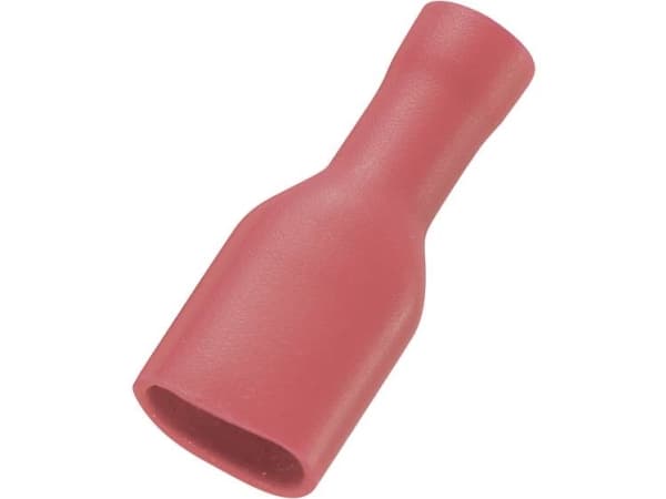 TRU COMPONENTS 737698 Fladstik-kabelsko Stikbredde: 6.35 mm Stiktykkelse: 0.8 mm 180 ° Helisoleret Rød 50 stk