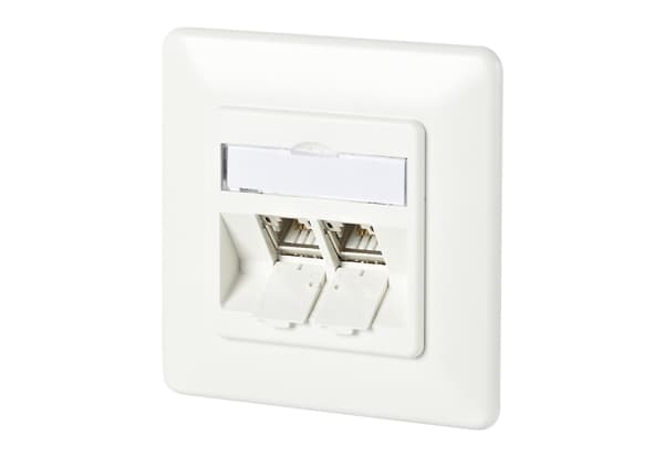 BTR Outlets Flush with 180 ° Modules - Innbygd utgang - CAT 6a - RJ-45 X 2 Hvit