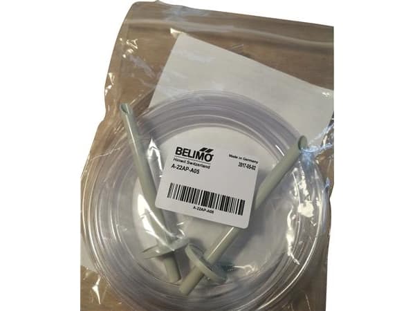 BELIMO Slangesæt til pressostat APS01. Består af 2 m PVC-slange og 2 stk. slangestudse i plast.