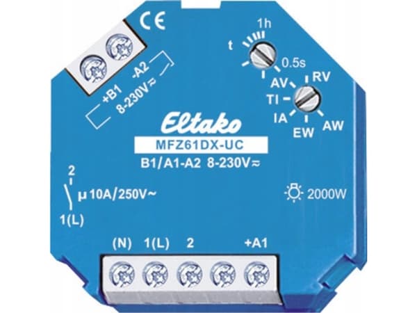 Eltako MFZ61DX-UC Tidsrelä Multifunktionellt 230 V 1 st Tidsintervall: 0,5 s - 1 h 1 x gränskontakt