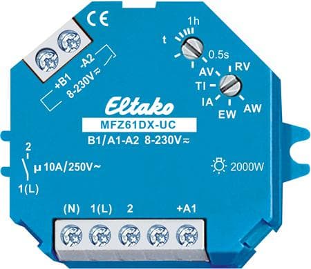 Eltako MFZ61DX-UC Tidsrelä Multifunktionellt 230 V 1 st Tidsintervall: 0,5 s - 1 h 1 x gränskontakt