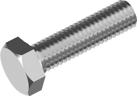 WASI Set skruv M12x25mm DIN 933 utan mutter, nyckelbredd 19, rostfritt stål A2 - (100 st.)