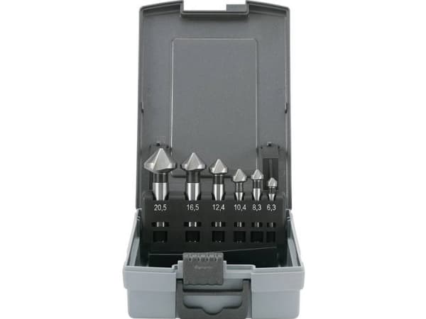 TOOLCRAFT 1614138 Keglesænker-sæt 6 dele 6.3 mm, 8.3 mm, 10.4 mm, 12.4 mm, 16.5 mm, 20.5 mm HSS Cylinderskaft 1 stk