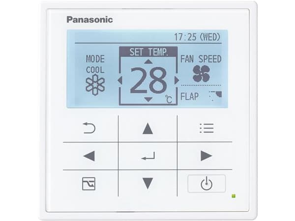 Panasonic fortrådet kontrolpanel CZ-RTC5B for styring til PACi og VRF med energi forbrug display og med Data Navi funktion.