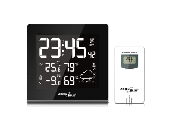 Greenblue 51193, Svart, Vit, Inomhushygrometer, Inomhustermometer, Utomhushygrometer, Utomhustermometer, hygrometer, Termometer, hygrometer, Termomet