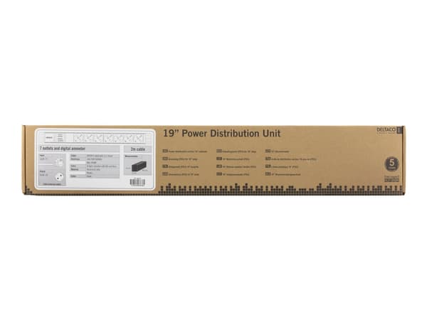 DELTACO GT-8637 - Kraftdistributionsenhet (kan monteras i rack) - ingång: power CEE 7/7 - utgångskontakter: 7 (power CEE 7/3) - 19" - 2 m sladd - sva