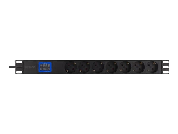 DELTACO GT-8637 - Kraftdistributionsenhet (kan monteras i rack) - ingång: power CEE 7/7 - utgångskontakter: 7 (power CEE 7/3) - 19" - 2 m sladd - sva