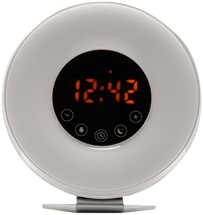 Denver CRL-340NR, Digital väckarklocka, Rund, Vit, LED, Batteri, AAA, CR2032