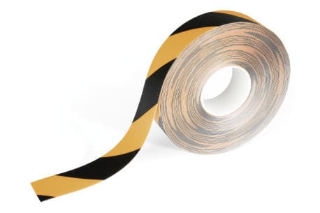 Advarselstape Duraline Strong 50mm x 30m 0,7mm gul/sort - (30 meter pr. rulle)