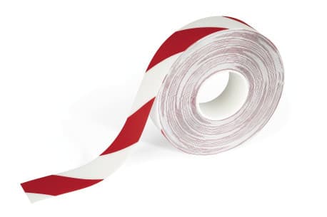 Advarselstape Duraline Strong 50mm x 30m 0,7mm rød/hvid - (30 meter pr. rulle)