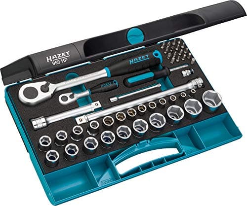 HAZET 953HP, Pipenøkkelsett, 47 stykker, Sort, Blå, Kromfarget, 1/2", 10,11,12,13,14,15,16,17,18,19,21,22,24,27 mm