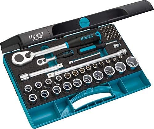 HAZET 953HP, Pipenøkkelsett, 47 stykker, Sort, Blå, Kromfarget, 1/2", 10,11,12,13,14,15,16,17,18,19,21,22,24,27 mm